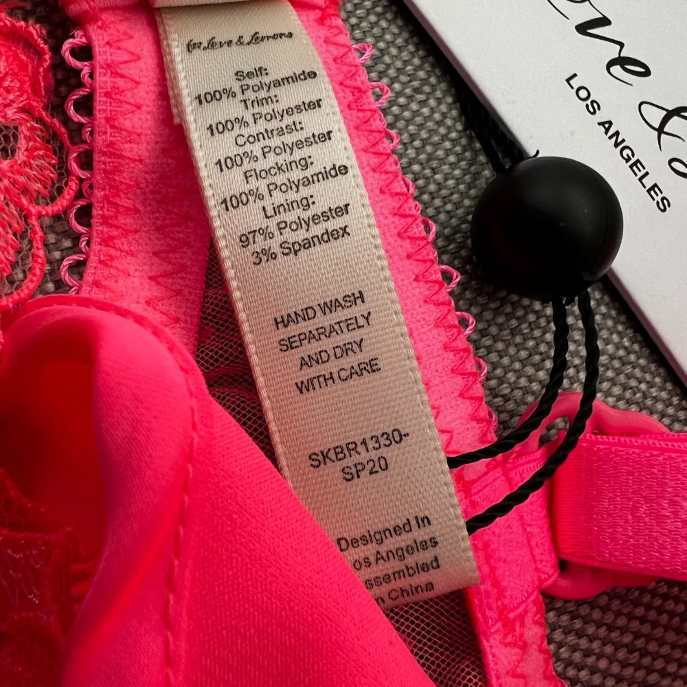 For Love & Lemons Sheer Daisy Lace Bra Hot Pink/Coral VS - Picture 10 of 11